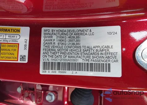 2025 Honda Accord Hybrid Sport z USA, uszkodzony, nr VIN 1HGCY2F55SA005651